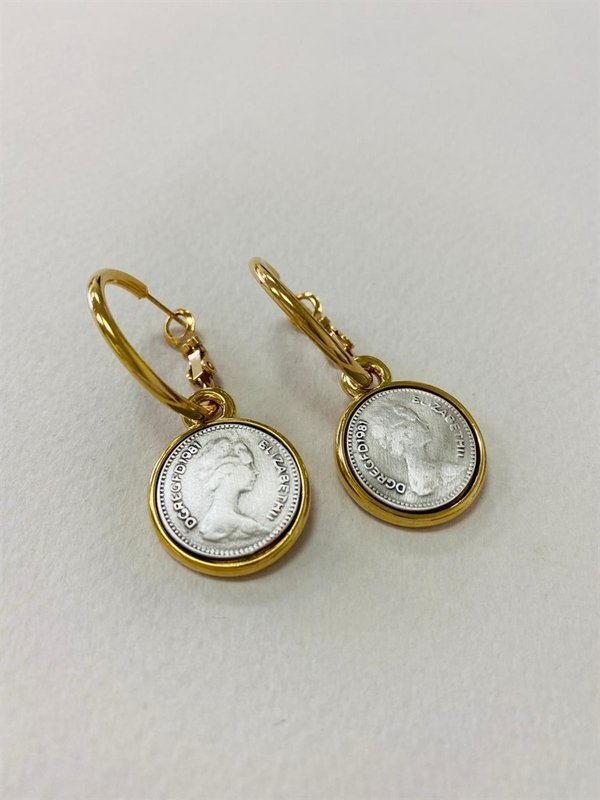 24k vergoldete Ohrringe mit Münze